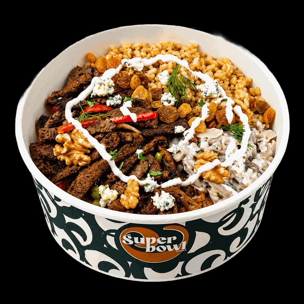 Steak & caramelized onion bowl